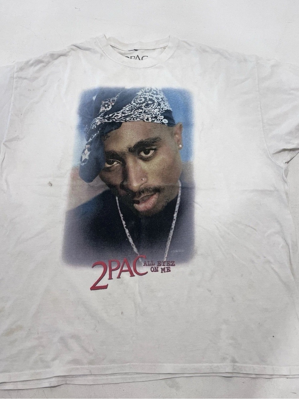 2Pac All Eyez On Me T Shirt XL  White Tupac Shakur Graphic Rap Tee